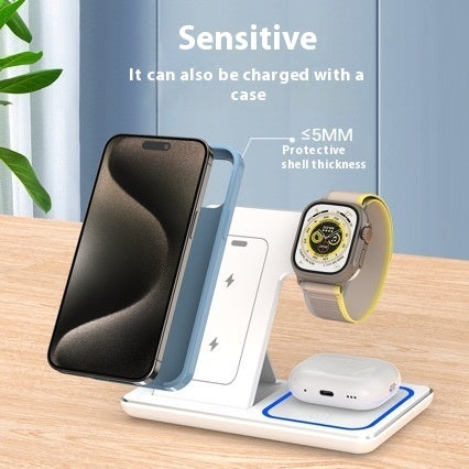 15W 3 In 1 LED Fast Wireless Charger Stand Foldable Charging Station For Smart Phone 16 15 14 IWatch Airpods Pro