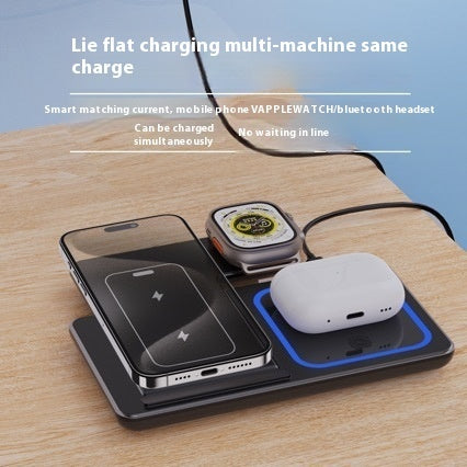 15W 3 In 1 LED Fast Wireless Charger Stand Foldable Charging Station For Smart Phone 16 15 14 IWatch Airpods Pro